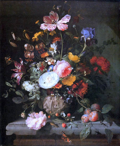  Jacob Van Walscapelle Flowers in a Stone Vase - Hand Painted Oil Painting