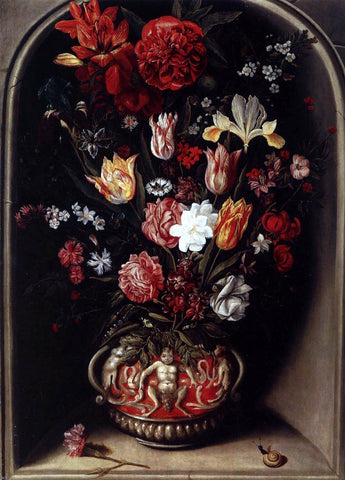 Jacob Woutersz Vosmaer Flower Vase in a Niche - Hand Painted Oil Painting