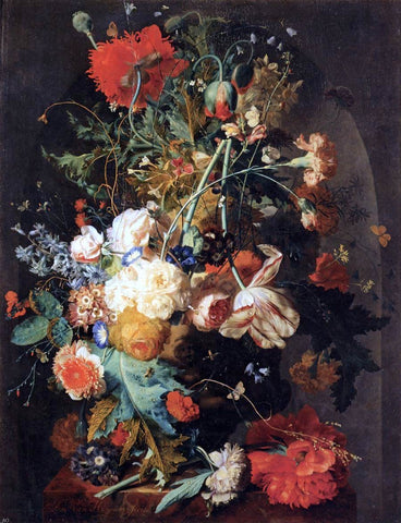  Jan Van Huysum Vase of Flowers in a Niche - Hand Painted Oil Painting