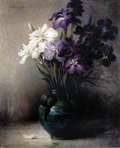  John Ferguson Weir Japanese Iris - Six Varieties - Hand Painted Oil Painting
