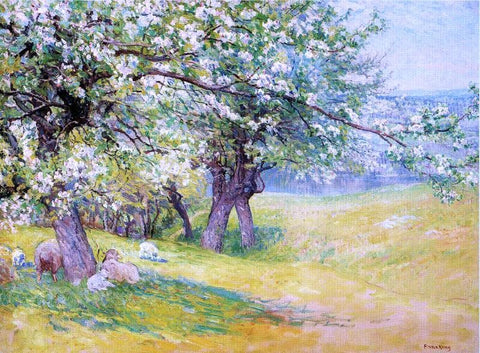  John Joseph Enneking Sheep Under the Apple Blossoms - Hand Painted Oil Painting