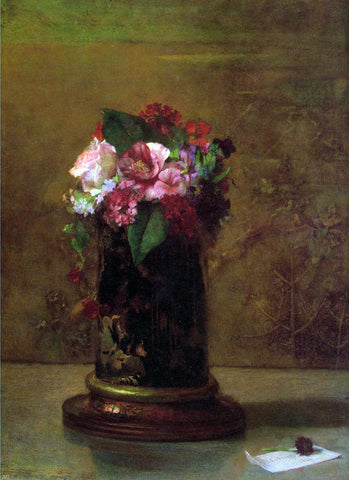  John La Farge Flowers in a Japanese Vase - Hand Painted Oil Painting