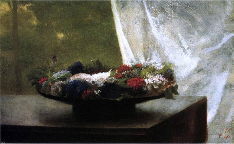  John La Farge Flowers in a Lacquer Bowl - Hand Painted Oil Painting