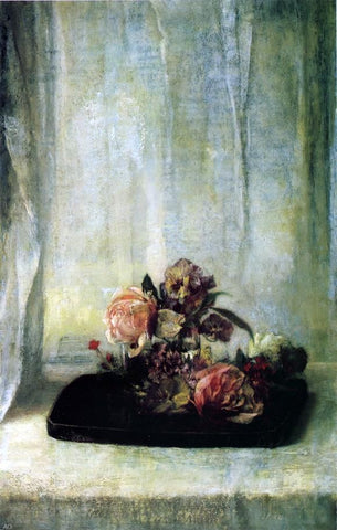  John La Farge Roses on a Tray - Hand Painted Oil Painting