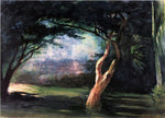  John La Farge Study of Trees in Moonlight, at Honolulu - Hand Painted Oil Painting