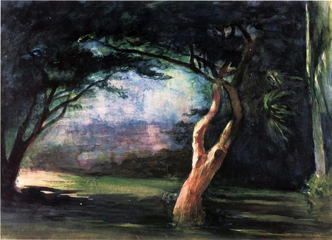  John La Farge Study of Trees in Moonlight, at Honolulu - Hand Painted Oil Painting