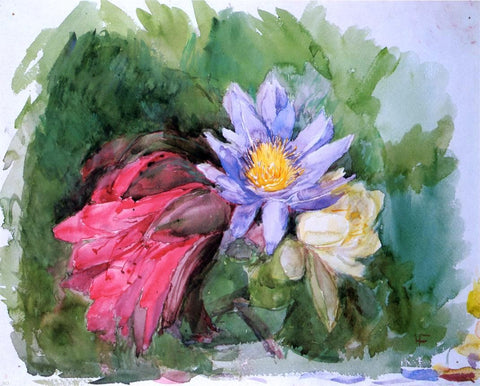  John La Farge Water Lilies and Hibiscus - Hand Painted Oil Painting