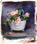 John La Farge Wild Roses in a White Chinese Porcelain Bowl - Hand Painted Oil Painting