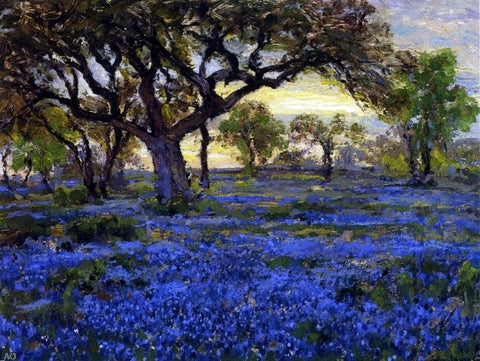  Julian Onderdonk Old Live Oak Tree and Bluebonnets on the West Texas Military Grounds, San Antonio - Hand Painted Oil Painting