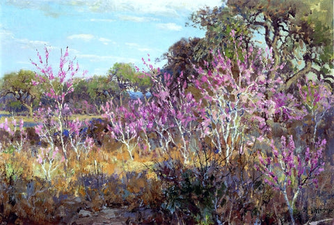  Julian Onderdonk Redbud Tree in Bloom at Leon Springs, San Antonio - Hand Painted Oil Painting