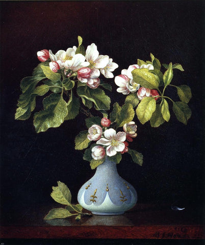 Martin Johnson Heade Apple Blossoms in a Vase - Hand Painted Oil Painting