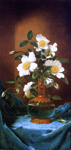  Martin Johnson Heade White Cherokee Roses in a Salamander Vase - Hand Painted Oil Painting