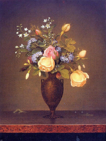  Martin Johnson Heade Wildflowers in a Brown Vase - Hand Painted Oil Painting