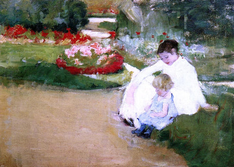  Mary Cassatt Woman and Child Seated in a Garden - Hand Painted Oil Painting