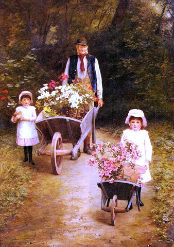  Mary Hayllar A Helping Gardener - Hand Painted Oil Painting