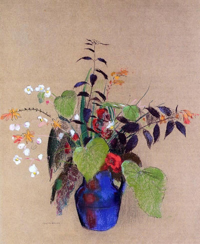  Odilon Redon Flowers in a Blue Jug - Hand Painted Oil Painting