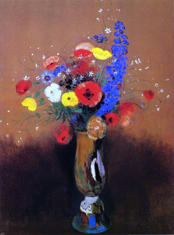  Odilon Redon Wild Flowers in a Long-Necked Vase - Hand Painted Oil Painting