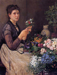  Otto Scholderer Girl Cutting Flowers - Hand Painted Oil Painting