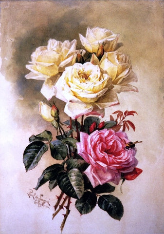  Raoul Paul Maucherat De Longpre French Bridal Roses - Hand Painted Oil Painting