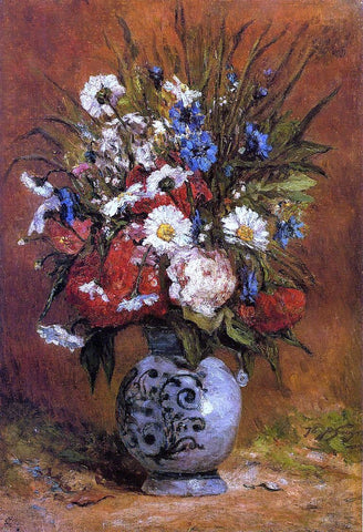  Paul Gauguin Daisies and Peonies in a Blue Vase - Hand Painted Oil Painting