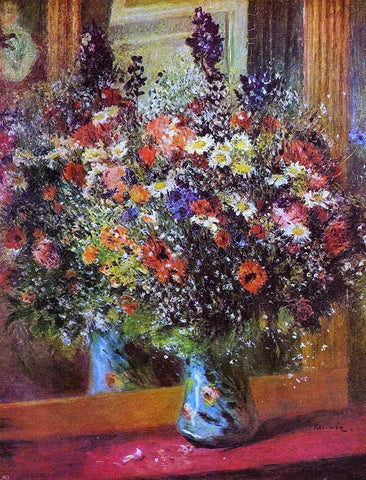  Pierre Auguste Renoir A Bouquet in Front of a Mirror - Hand Painted Oil Painting