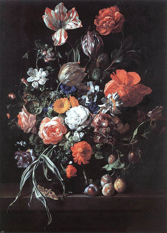  Rachel Ruysch Still-Life with Bouquet of Flowers and Plums - Hand Painted Oil Painting