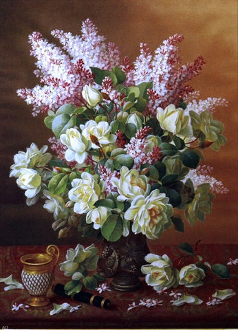  Raoul Paul Maucherat De Longpre Lilacs and Roses - Hand Painted Oil Painting