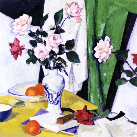  Samuel John Peploe Still LIfe with Pink and Red Roses in a Chinese Vase - Hand Painted Oil Painting