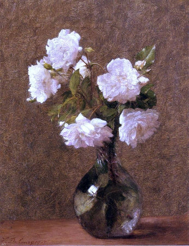  Victoria Dubourg Fantin-Latour White Roses in a Vase - Hand Painted Oil Painting
