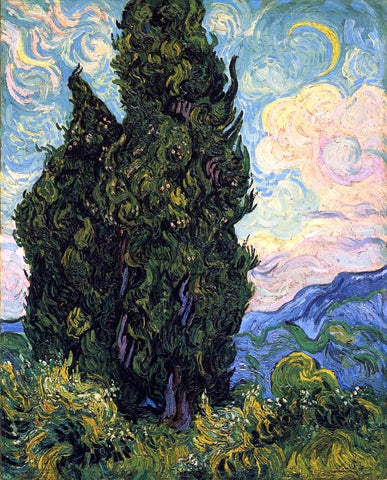  Vincent Van Gogh Cypresses - Hand Painted Oil Painting