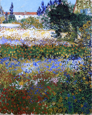  Vincent Van Gogh Garden with Flowers - Hand Painted Oil Painting