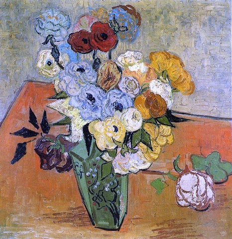  Vincent Van Gogh Japanese Vase with Roses and Anemones - Hand Painted Oil Painting