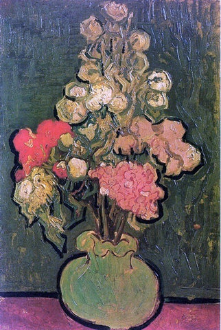  Vincent Van Gogh Vase with Rose-Mallows - Hand Painted Oil Painting
