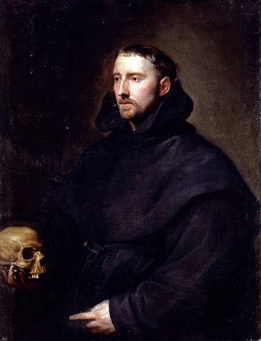  Sir Antony Van Dyck Portrait Of A Monk Of The Benedictine Order, Holding A Skull - Hand Painted Oil Painting