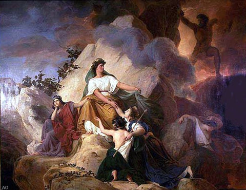  Francois-Edouard Picot Cybele Protege Contre le Vesuve les villes de Stabiae, Herculanum, Pompei et Resina - Hand Painted Oil Painting