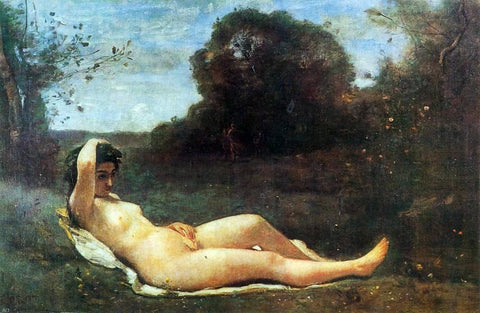  Jean-Baptiste-Camille Corot Reclining Nymph - Hand Painted Oil Painting