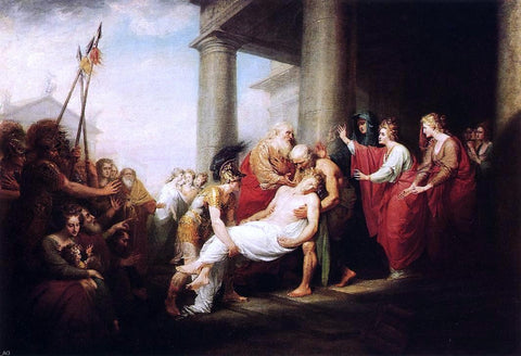  John Trumbull Priam Returning to His Family with the Dead Body of Hector - Hand Painted Oil Painting