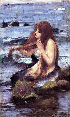  John William Waterhouse A Sketch for 'A Mermaid' - Hand Painted Oil Painting
