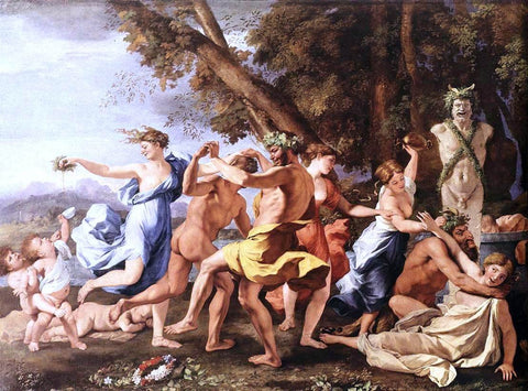  Nicolas Poussin Bacchanal Before a Statue of Pan - Hand Painted Oil Painting