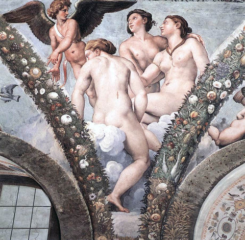  Raphael Cupid and the Three Graces (Villa Farnesina, Rome) - Hand Painted Oil Painting