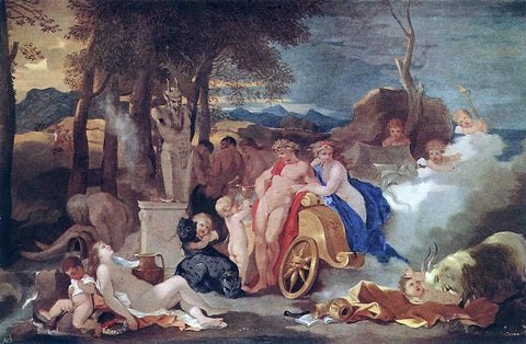  Sebastien Bourdon Bacchus and Ceres with Nymphs and Satyrs - Hand Painted Oil Painting
