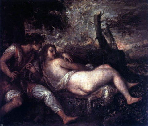  Titian Shepherd and Nymph - Hand Painted Oil Painting
