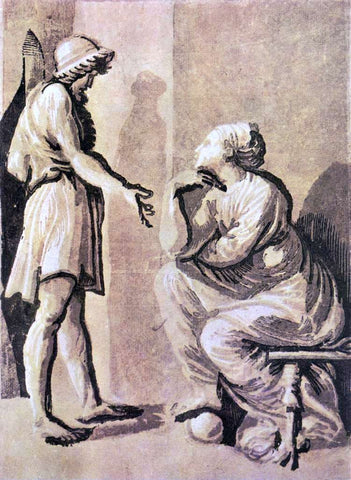  Ugo Da Carpi Hero and Sibyl - Hand Painted Oil Painting