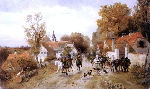  Alfred Ritter Von Malheim Friedlander The Approaching Cavalry - Hand Painted Oil Painting