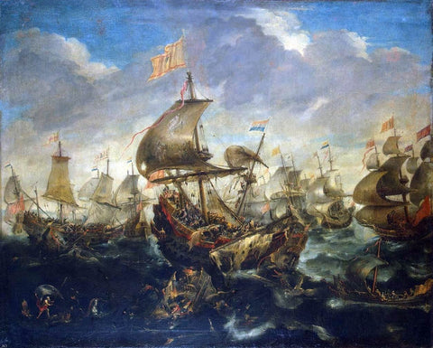  Andries Van Eertvelt A Sea Battle - Hand Painted Oil Painting