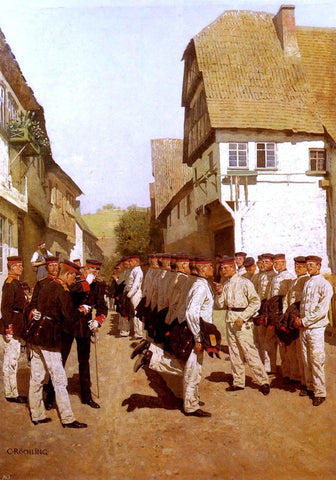  Carl Rochling Military Cadets Preparing For Parade - Hand Painted Oil Painting