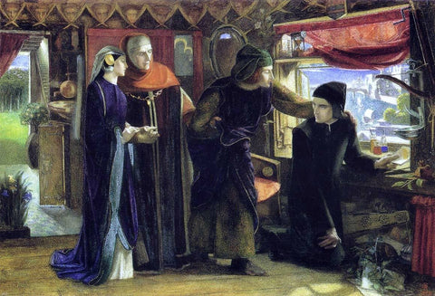  Dante Gabriel Rossetti The First Anniversary of the Death of Beatrice: Dante Drawing the Angel - Hand Painted Oil Painting