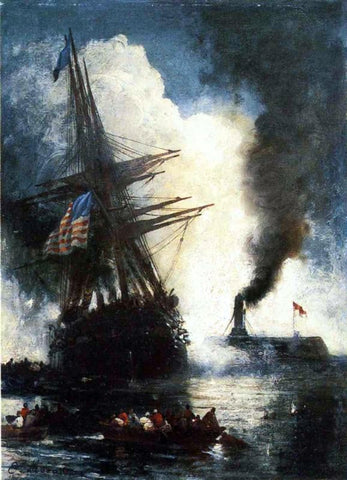  Edward Moran The Merrimac Sinks the Cumberland - Hand Painted Oil Painting