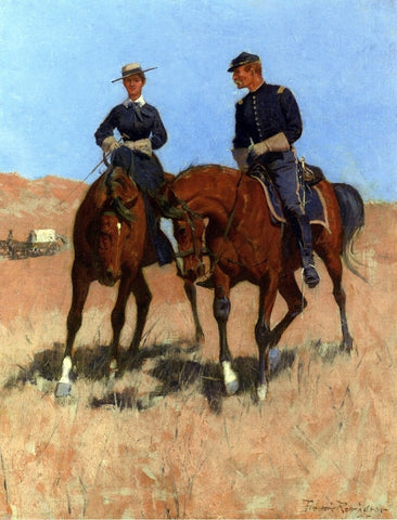  Frederic Remington Belle McKeever and Lt. Edgar Wheelock - Hand Painted Oil Painting