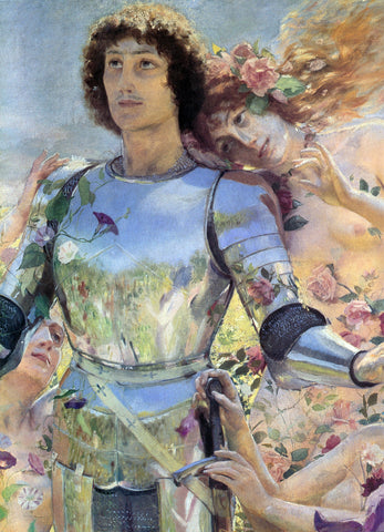  Georges Antoine Rochegrosse The Knight of the Flowers [detail: left] - Hand Painted Oil Painting